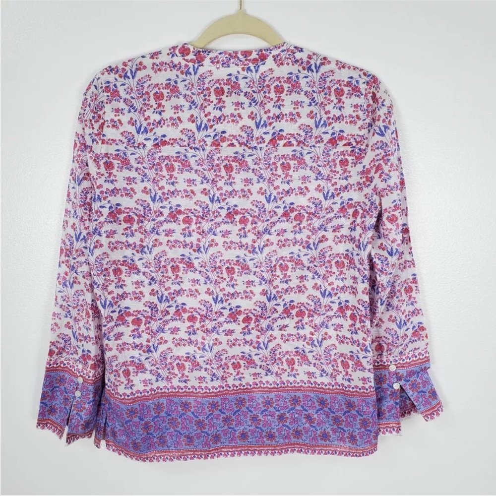 J. Crew Iris Block Print Popover Tunic Boho Blous… - image 2